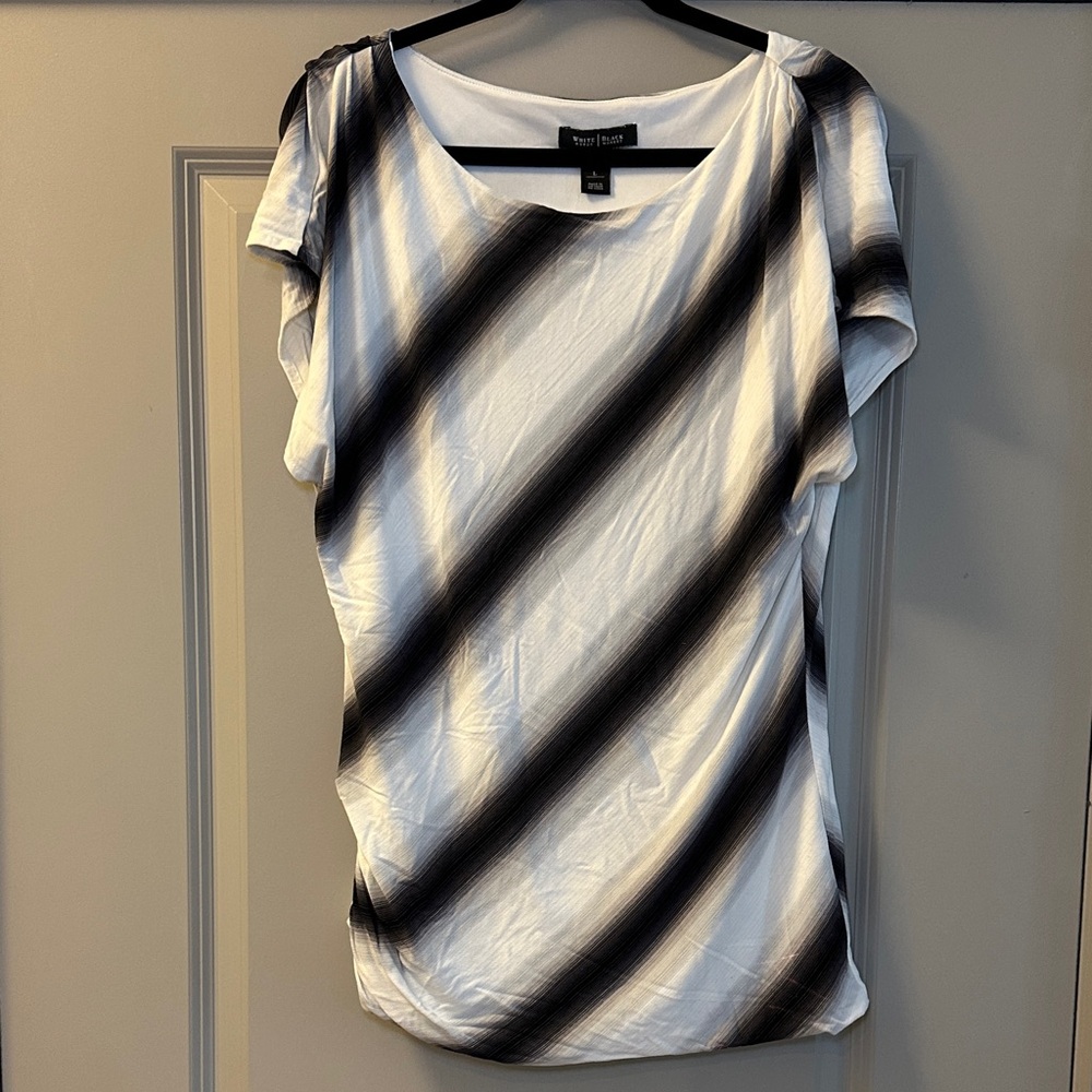 White House Black Market Black and White Striped Blouse